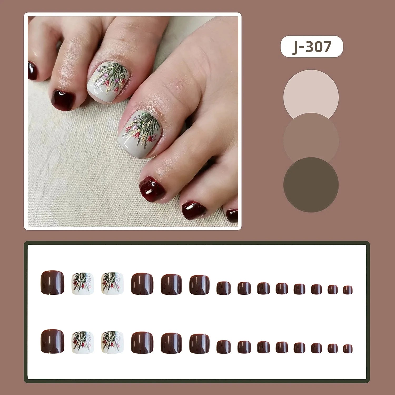 24pcs Red French False Toenails Summer Square Fake Toenails Wearable Detachable Cherry Diamond Decor Press on Nails for Toe 2