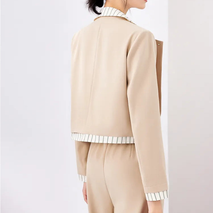 Workwear Women's Autumn Outfits Patchwork Short Jacket Wide Leg Pant Sets for Women Two Piece New in Matching Set