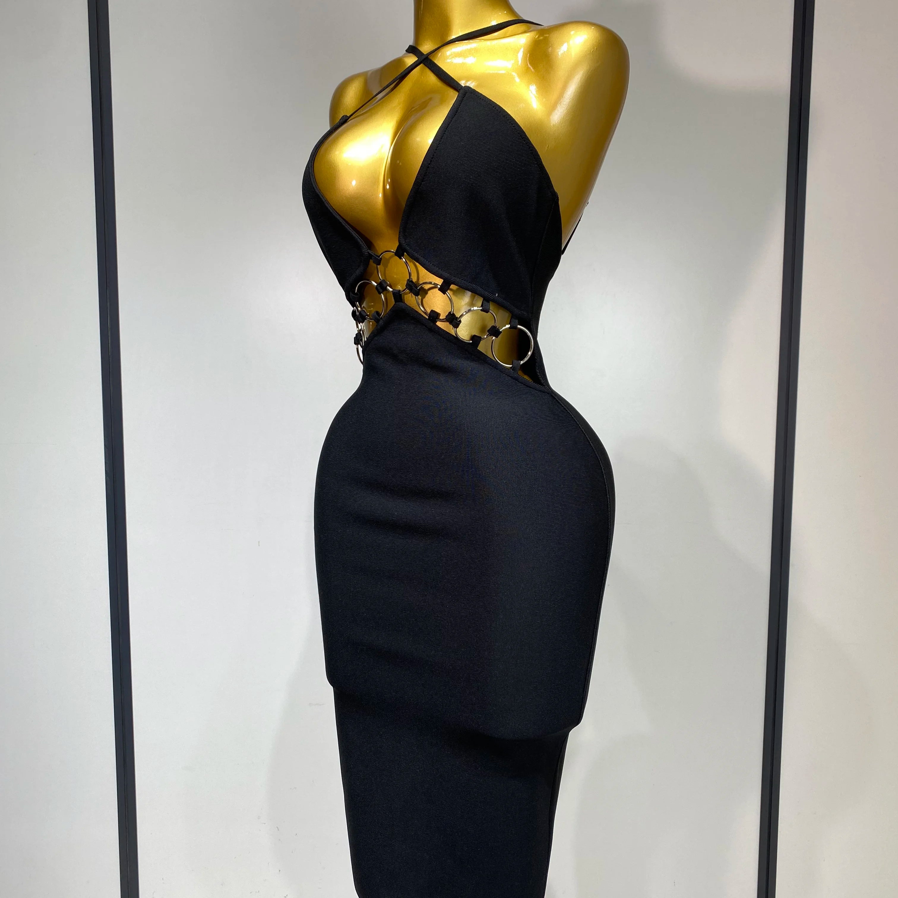 Women Sexy Backless Bodycon Bandage Dress Nightclub Party Evening Dress Luxury Birthday Cut Out Black Dresses