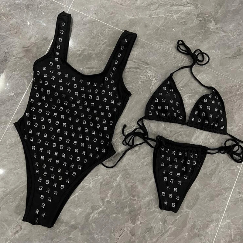 newest Fashion brand Women swimwears diamonds letters Swimwear Women swimsuits lady bikinis suits S M L XL