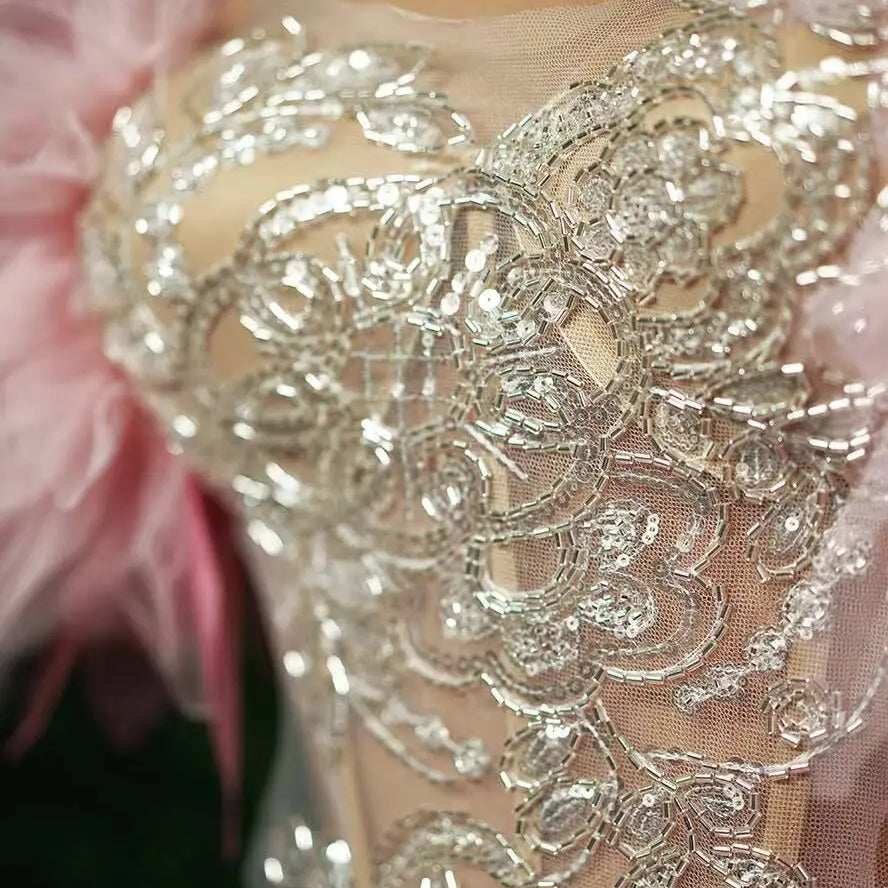 2024 New Fashion Women Sexy Strapless Ruffles 2 Pieces Bodycon Long Dress Celebrate Nightclub Party Performance Costume