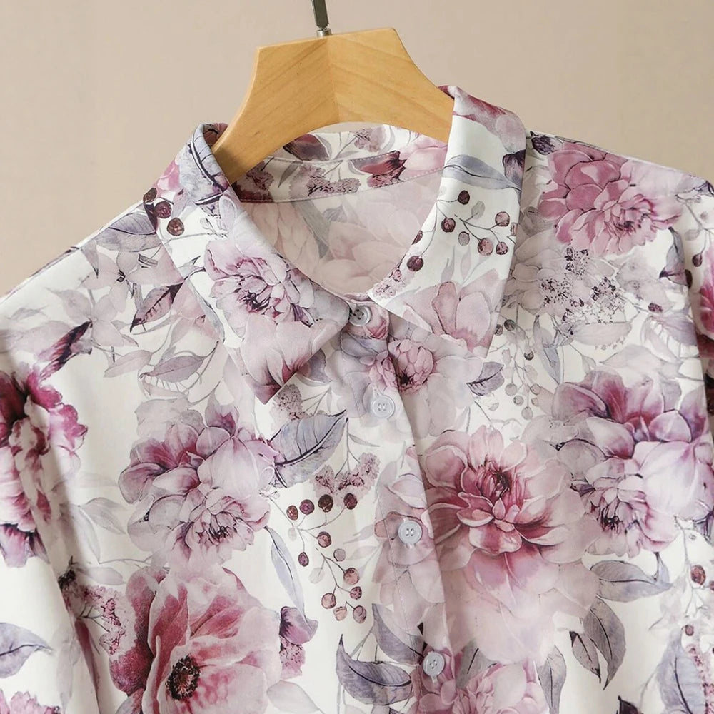 Plus Size Rafiah Women's Sets Summer Casual Decent Full Print Long Sleeve Single Breasted Natural Waist Ankle Daily Sets