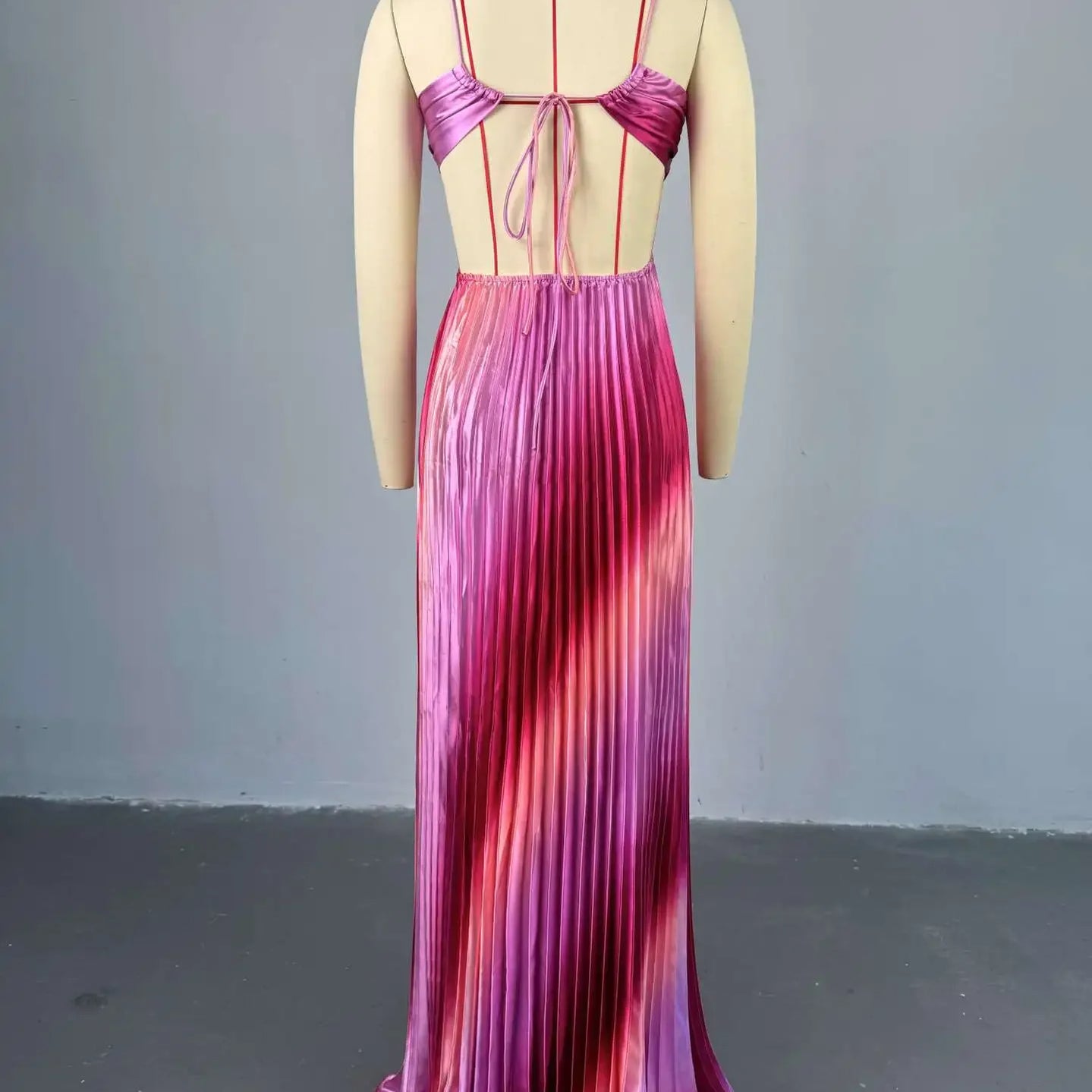 2025 Elegant Sleeveless Sweet Strapless Gradient Floor-Length Long Women Dress Beach Party Evening Sexy Pleated Dresses