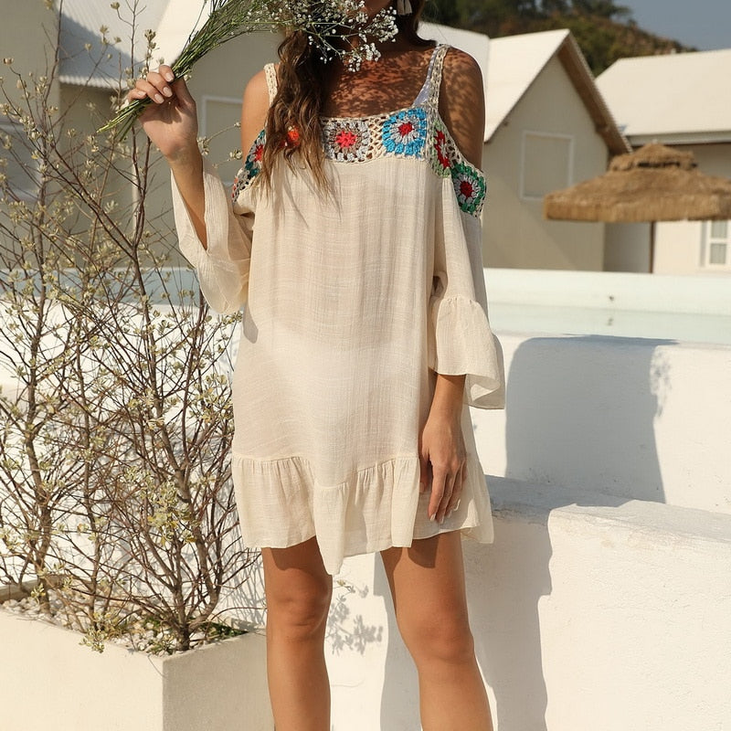 Swimsuit Cover Ups for Swimwear Beach Tunic Dress Cotton Summer Cover Up Color 10 One Size(40-75KG)