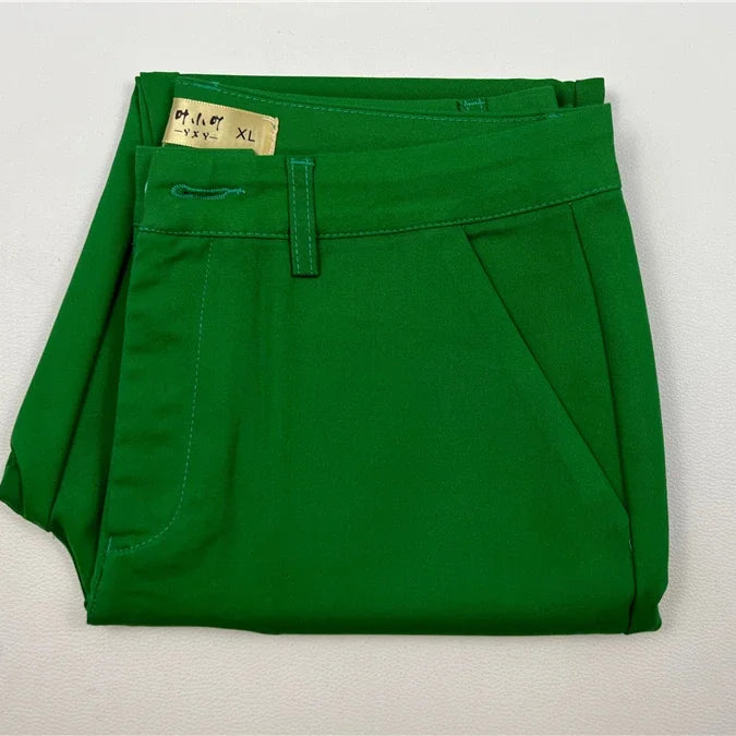 High Waist Office Elegant Slim 90cm Ankle-length Trousers Pencil Pants Women Spring Summer S-4xl Casual Formal Pantalones green