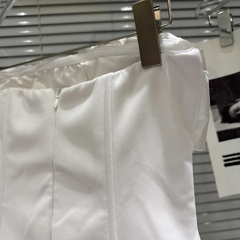 Winter New Sweet Fashion Ruched Twist Hem Fishbone Waist Cinching Strapless Dresses For Women Dress Female 11A07797