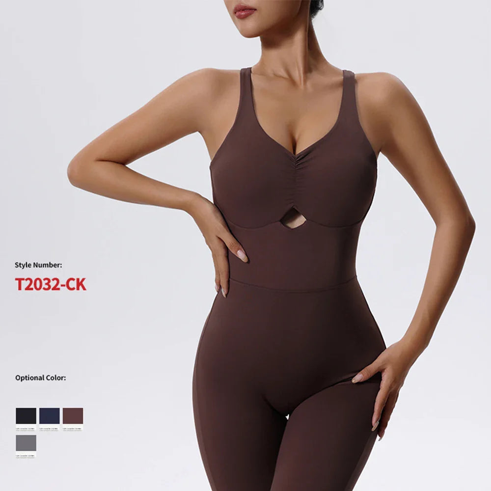 Sexy Jumpsuit Gym Workout Yoga Clothes Sleeveless One Piece Sports Jumpsuit Dance Fitness Tight Boilersuit Women Tracksuit