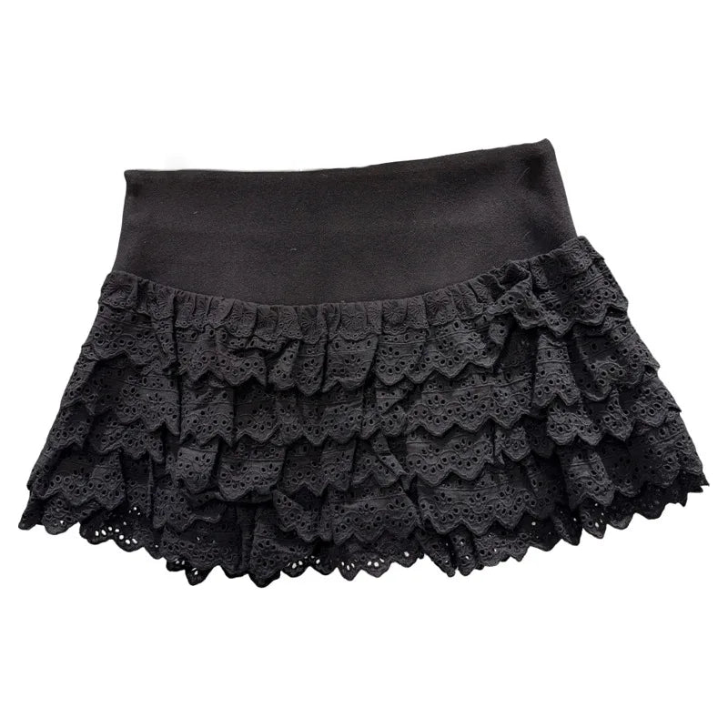 Winter New Sweet Multi-layer Skirt Thickened Wool Short Skirt For Women Solid Color Cake Mini Skirts Female 11A07923