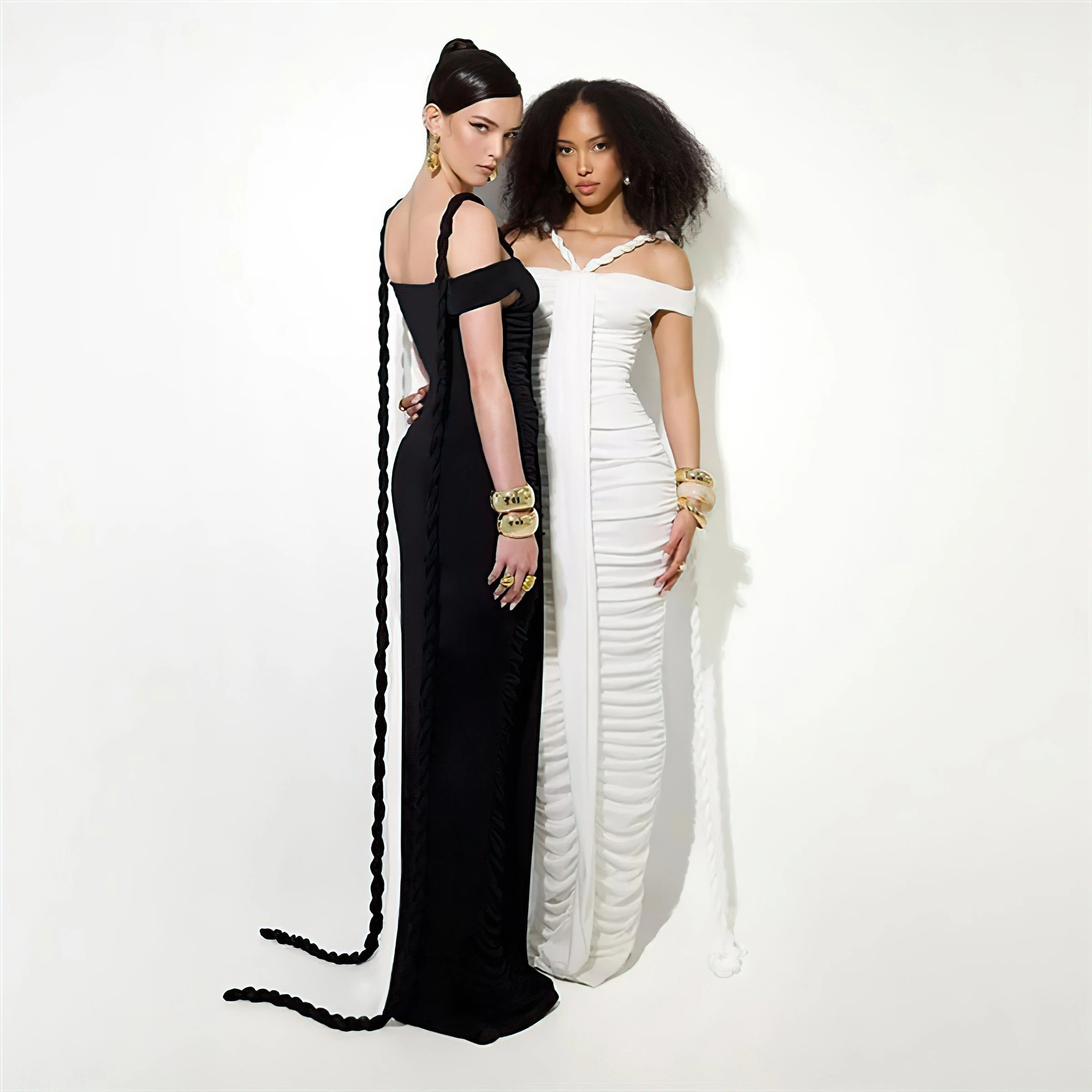 Black White Color Women Sexy Off the Shoulder Bodycon Long Mesh Dress Nightclub Party Evening Fashion Dress Vestido