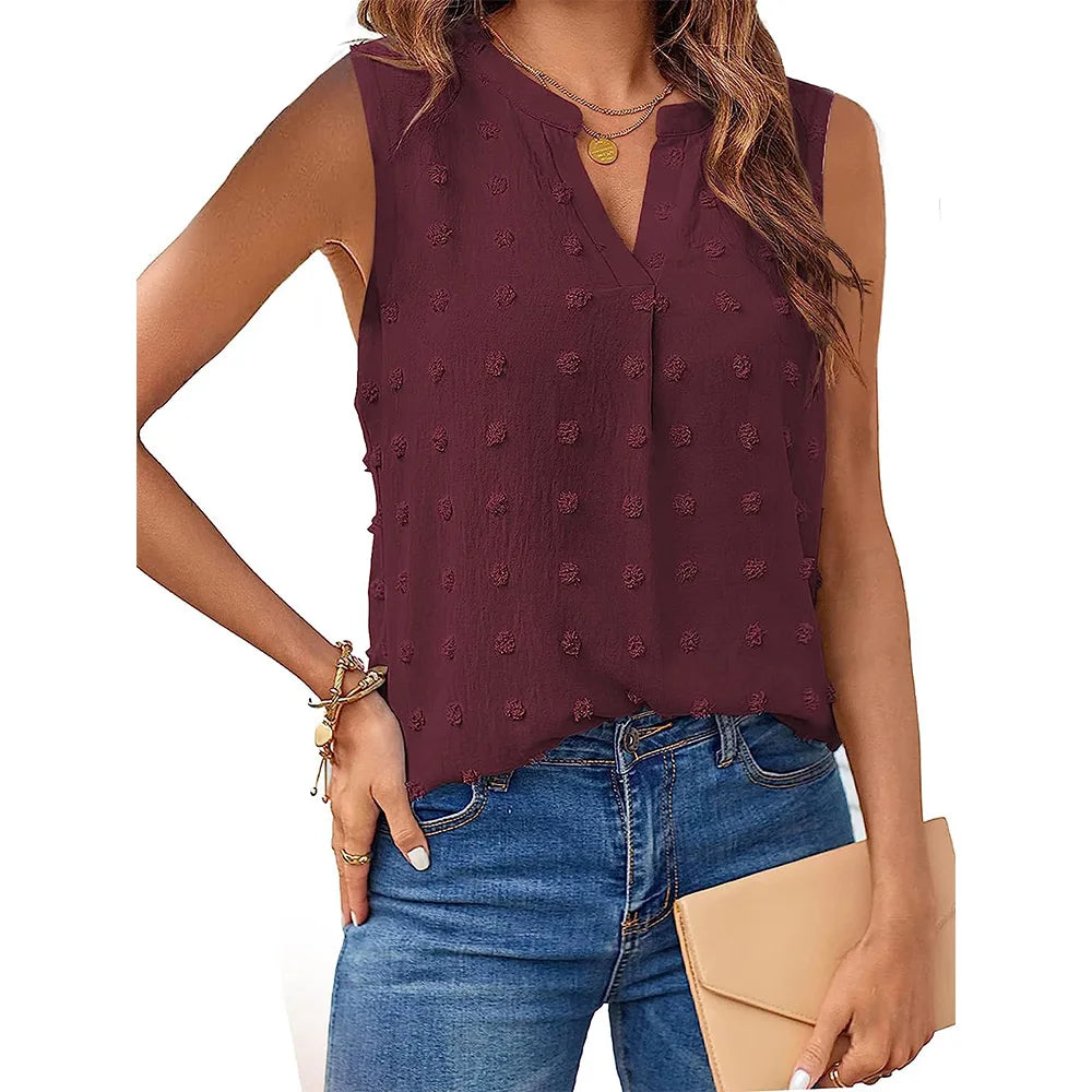 Womens Tops Summer Tank Top for Women Sleeveless Shirts 2023 Spring Corset V Neck Dressy Casual Tshirts Claret