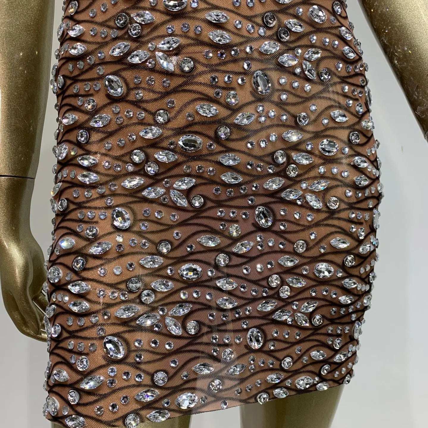 2025 Women Sexy One Shoulder Crystal Diamonds Cut Out Mini Dress Birthday Party Costume Bar Nightclub Stage Performance Outfit