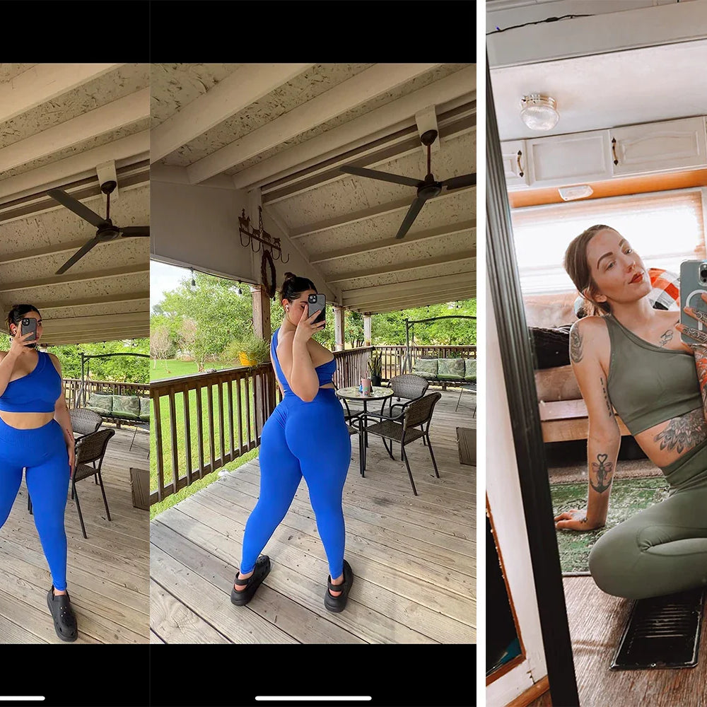 One Shoulder Yoga Sets Women Sportswear Gym Clothing High Waist Leggings Workout Gym Outfits Fitness Wear Sports Yoga Suits