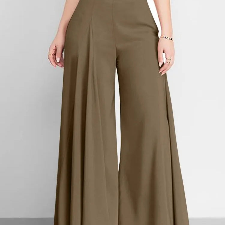 Womens High Waist Wide Leg Pants Spring Autumn Fashion Elegant Flare Trousers Casual Holiday Loose Green New Long Pant Female