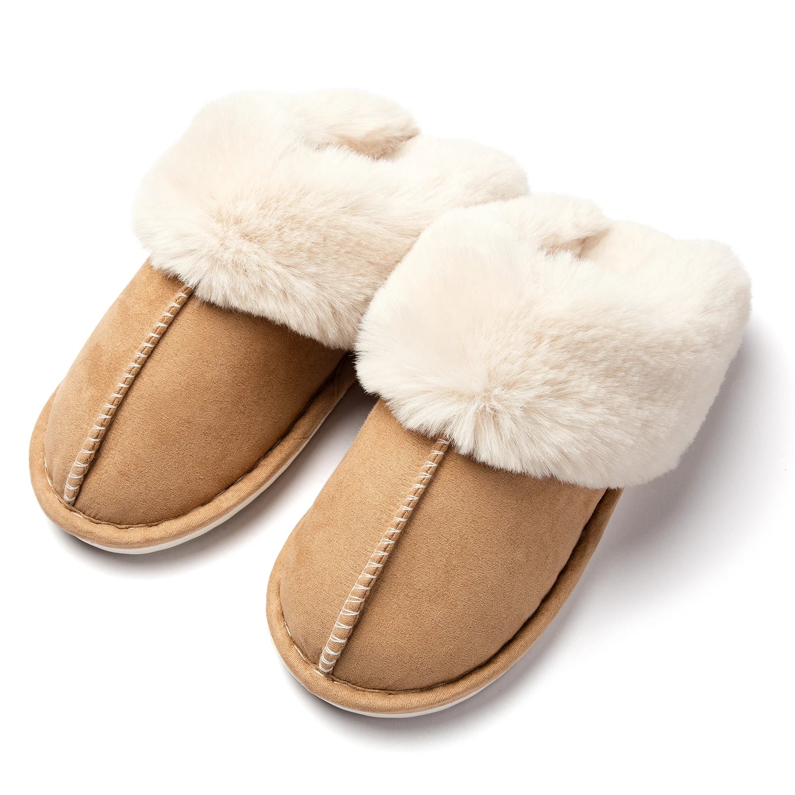 Winter Slippers Women Indoor Outdoor Wear Soft Thick PNon-slip waterproof Warm Khaki