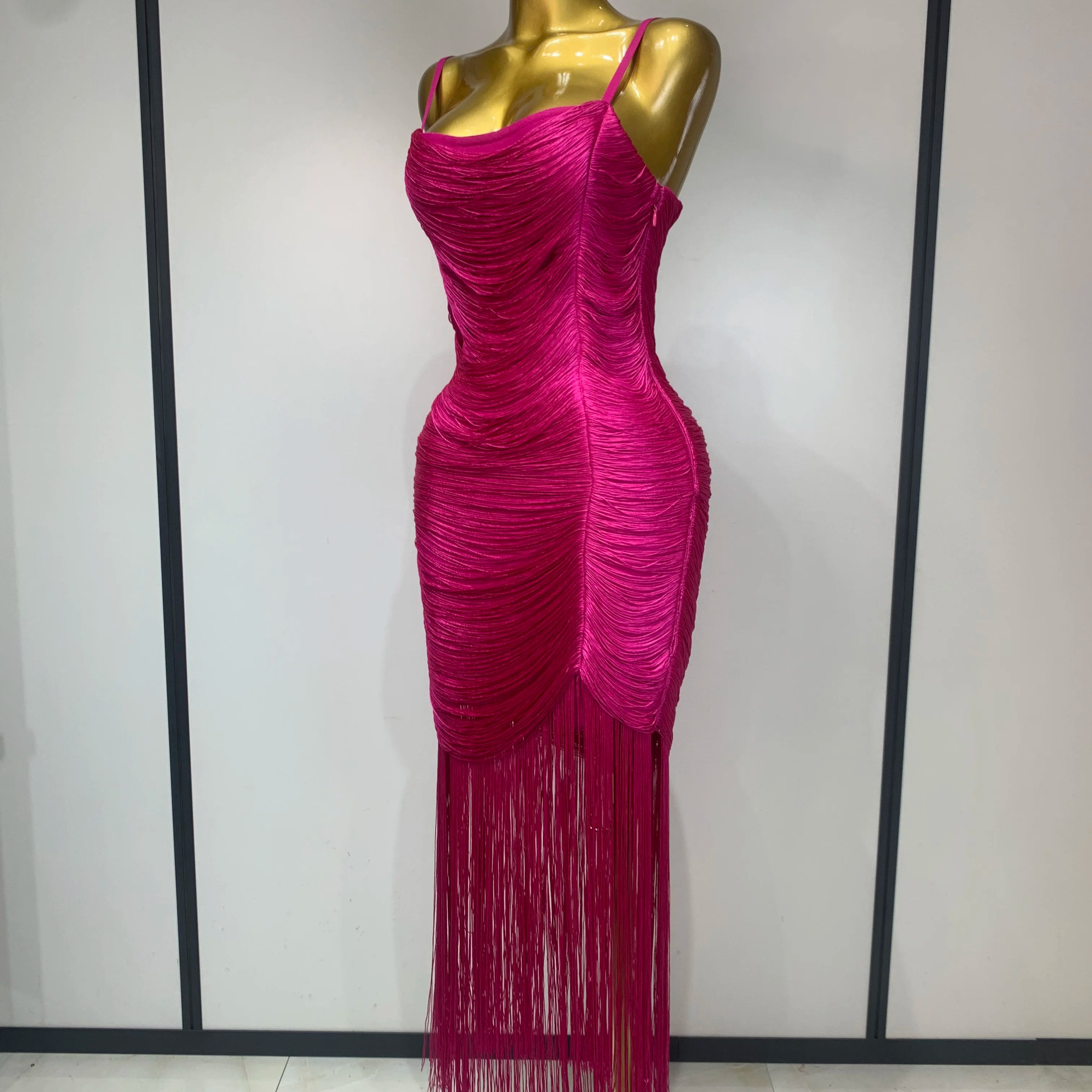 Women Sexy Backless Tassel Bodycon Bandage Dresses Celebrity Elegant Evening Party Nightclub Luxury Birthday Party Outfit ﻿