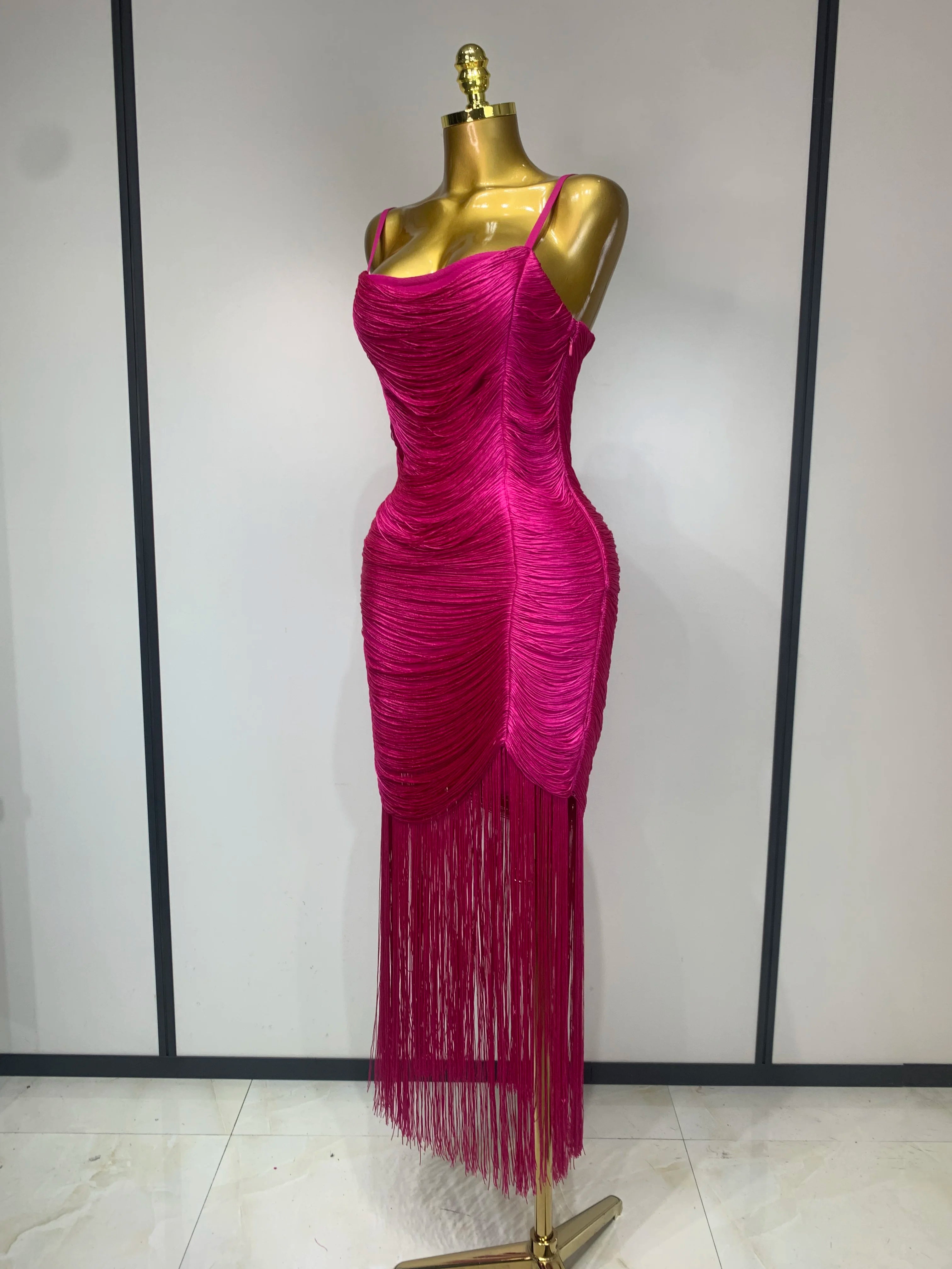 Women Sexy Backless Tassel Bodycon Bandage Dresses Celebrity Elegant Evening Party Nightclub Luxury Birthday Party Outfit ﻿