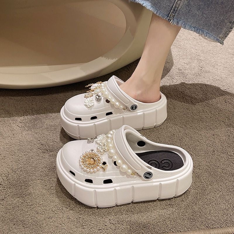 Platform Slippers Summer Women's Sandals 6cm Wedges Ladies Outdoor Clogs Thick Street Beach Slides Girls Flip Flops Garden Shoes white DIYpearlzuan