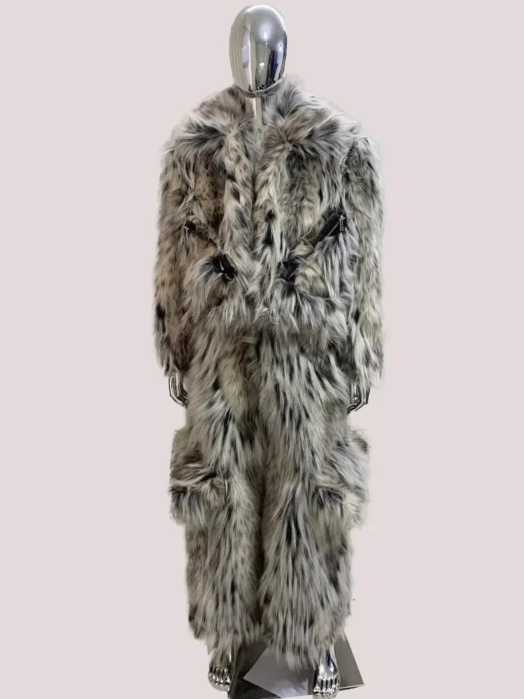 Mauroicardi Winter Long Colorful Thick Warm Hairy Fluffy Faux Fox Fur Wide Leg Pants Men Luxury Designer Emo Clothes Streetwear