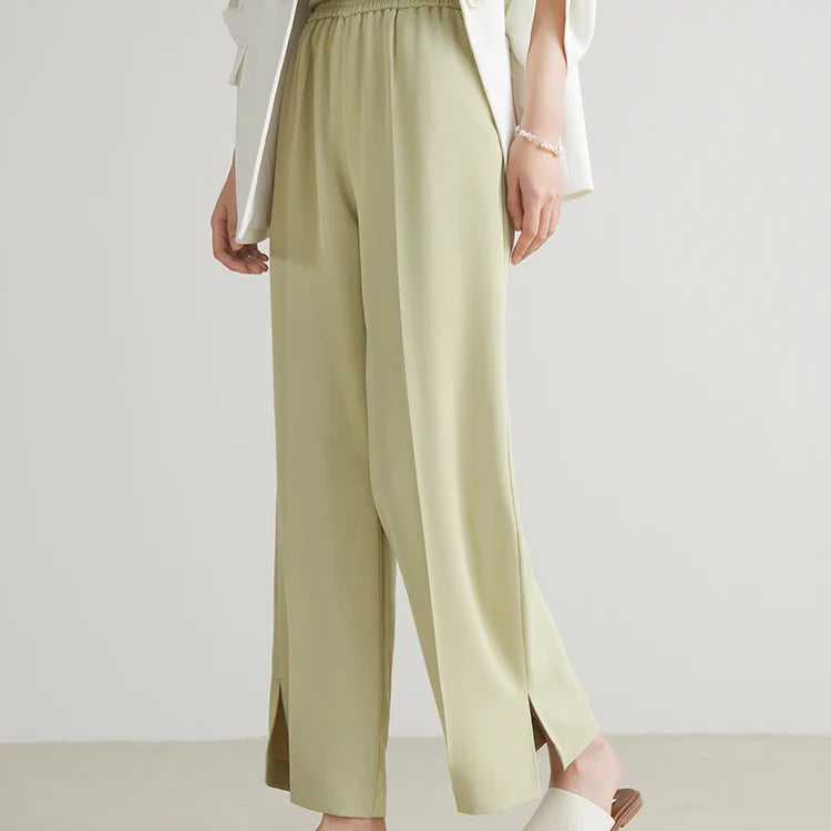 DUSHU Simple Commuting Style Versatile Straight Casual Pants for Women's Spring New High Waisted Long Trousers Female