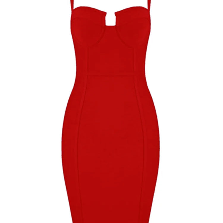 9 Colors Ladies Sexy Blue Yellow Black Rayon Women Summer Bandage Dress Celebrity Designer Fashion Party Dress Vestido Red