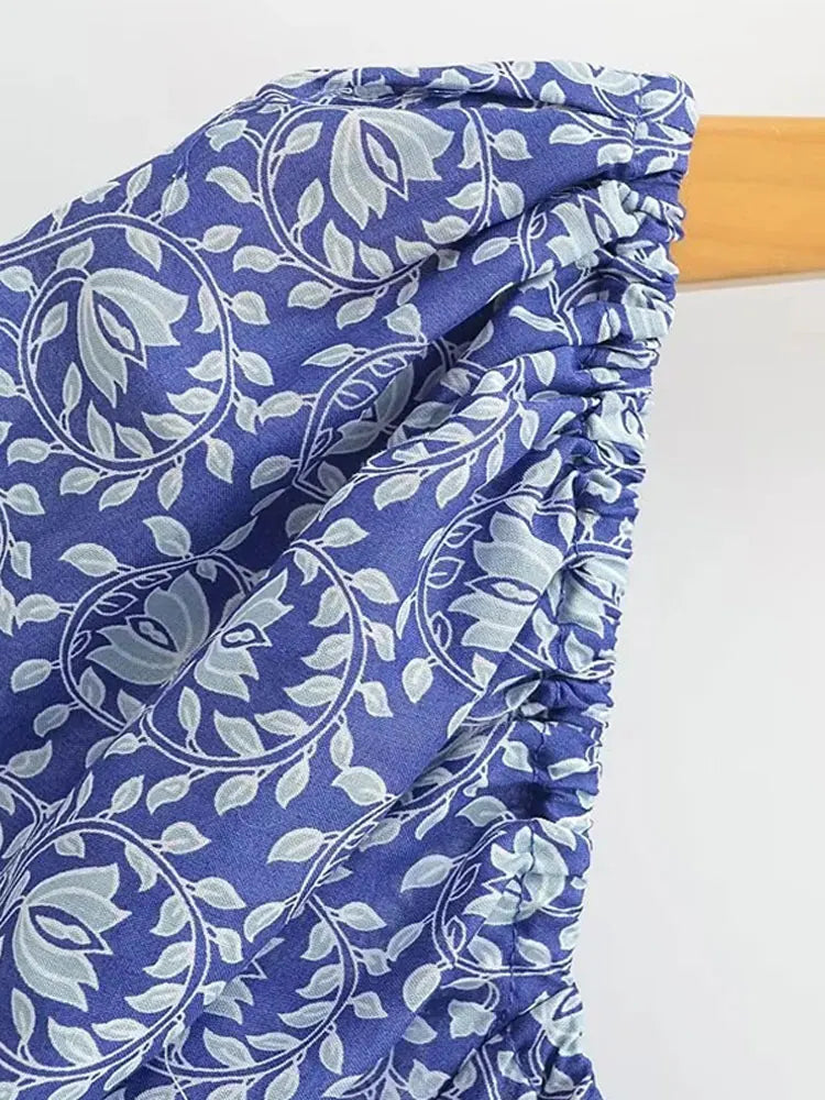 Sexy Square Neck Print Mini Dress Women Fashion Short Sleeve Slim Dresses Summer Casual Female Beach Party Vacation Vestido