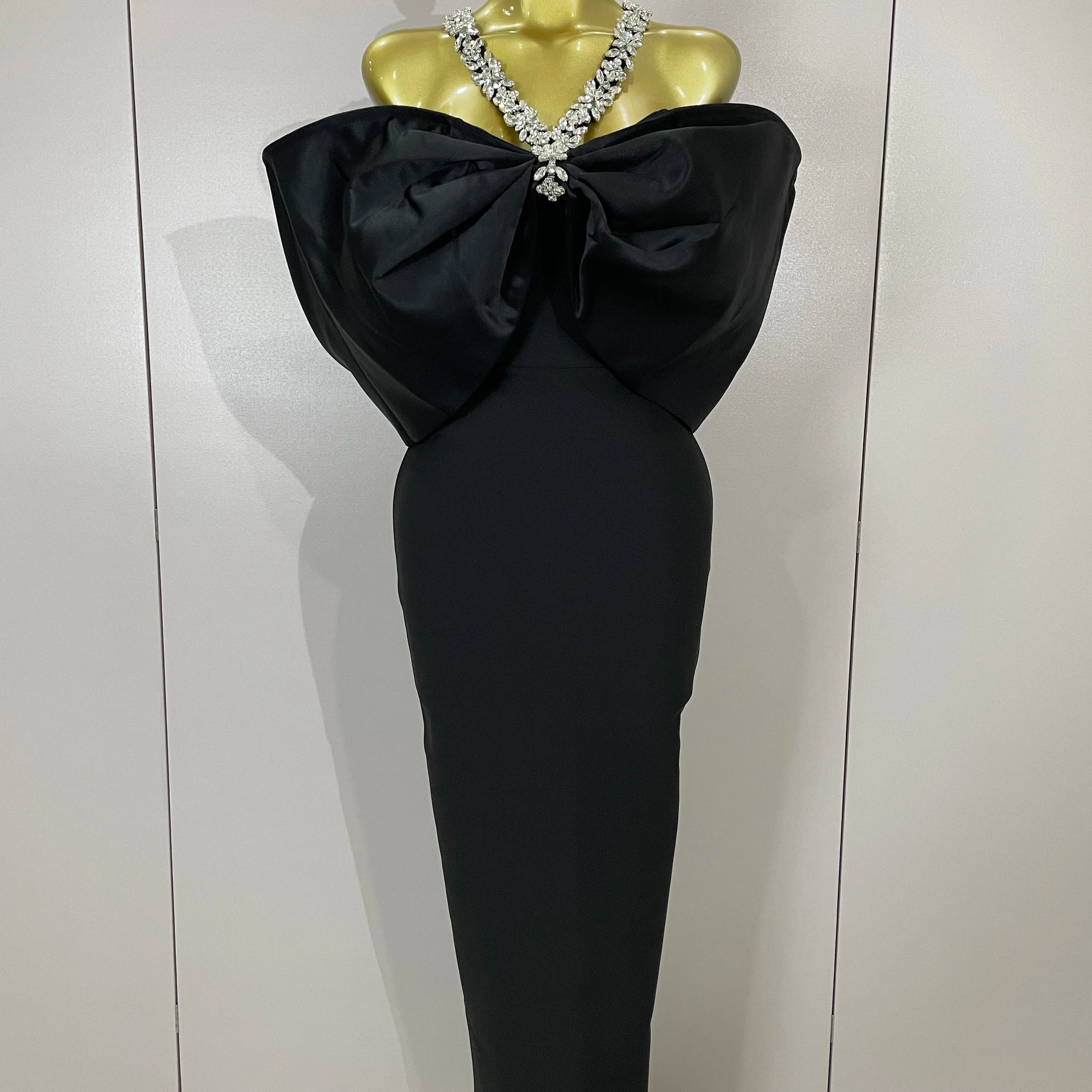 Luxury Rhinestone Chain Red Off Shoulder Vintage Butterfly Chic Bodycon Long Dress 2025 Elegant Evening Party Birtyday Clothing black