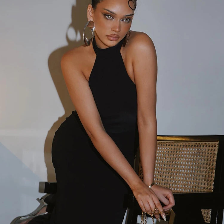 Women' Elegant Dress Black Bandage Stretch Female Clothing Celebrity Evening Party Long Gown Vestidos