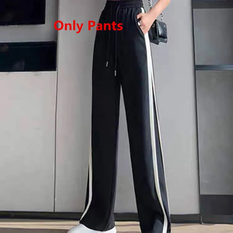 Women High Waist Long Denim Pants 2024 Summer Lady Daily Solid Shirt Vest Jeans 3 Piece Set Korean Fashion Blouse Tank Top Suits Only Stipe Pants