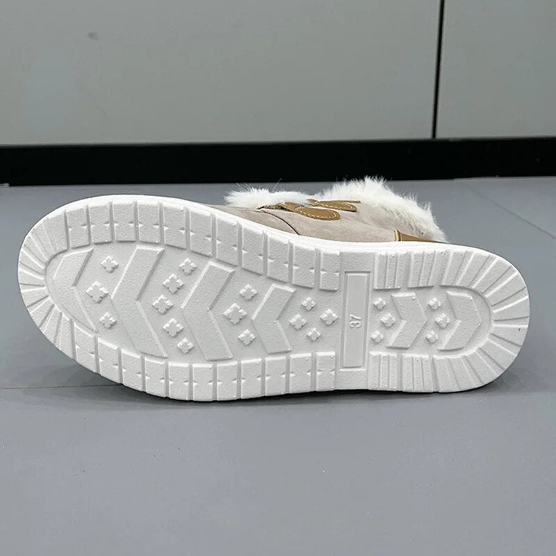 Women's Snow Boots 2024 Faux Fur Long Plush Ankle Boots Women Elastic Band Warm Winter Botas Mujer Non-Slip Cotton Padded Shoes