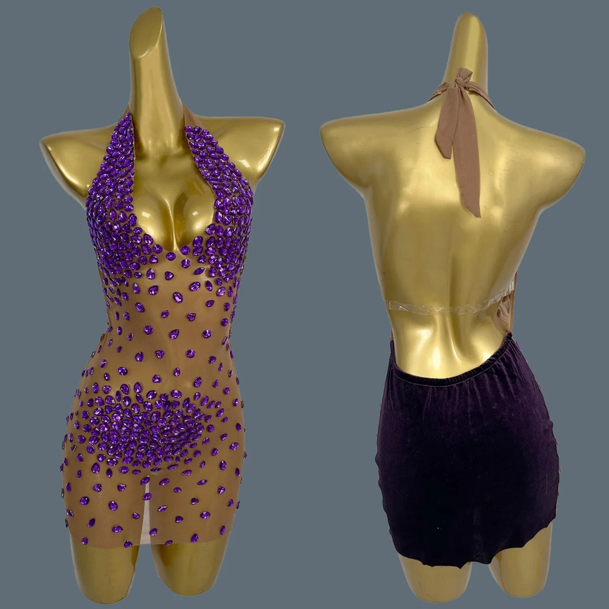 Women Deep V Neck Ultra Short Dress Club Fashion Sexy See Through Mesh Mini Dress Birthday Party Photo Hot Girls Outfit Baoshi PURPLE One Size