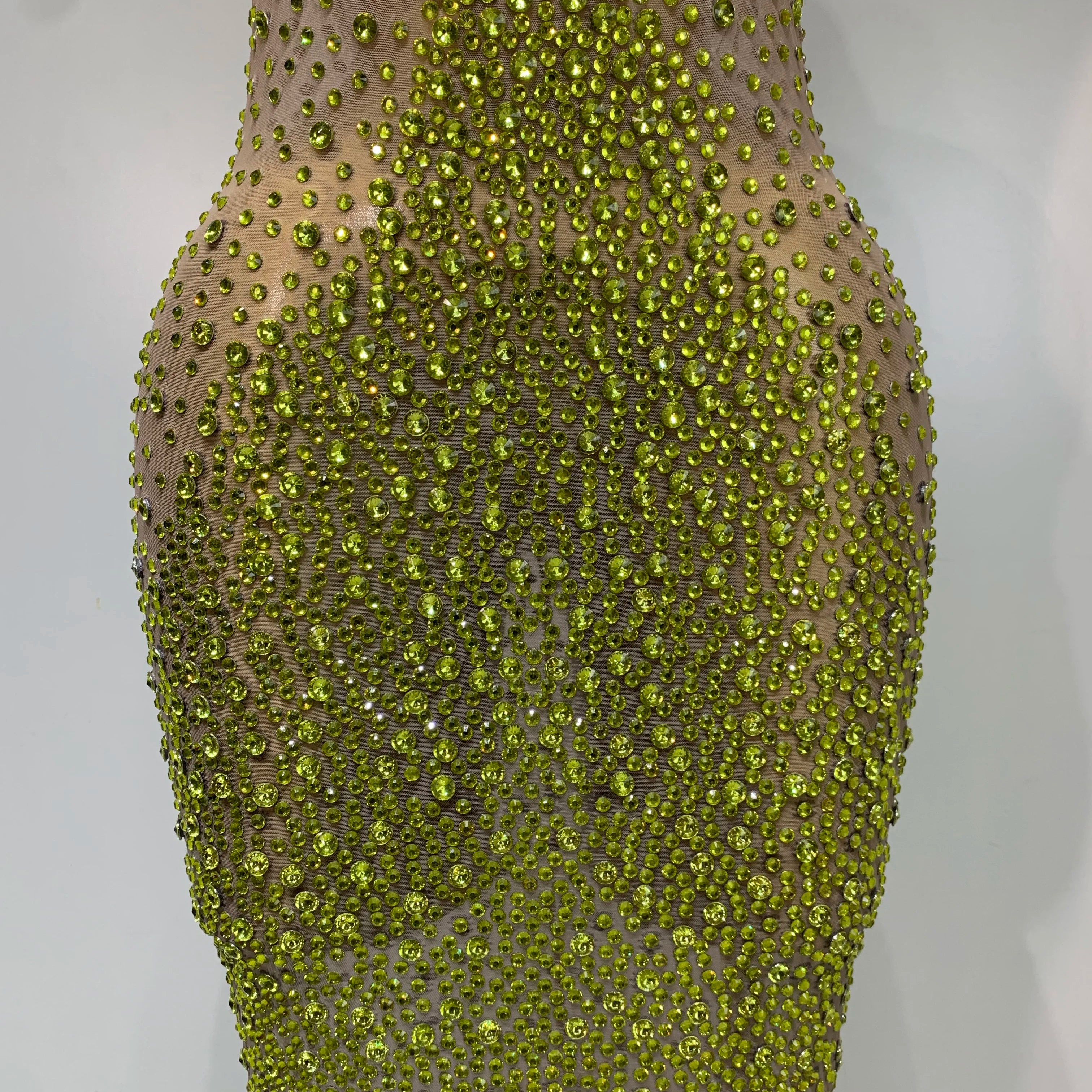 Women Luxury Birthday Celebrate Dress Dancer Party Show Stage Outfit 2025 Sparkly Rhinestone Elastic Mesh See Through Long Dress