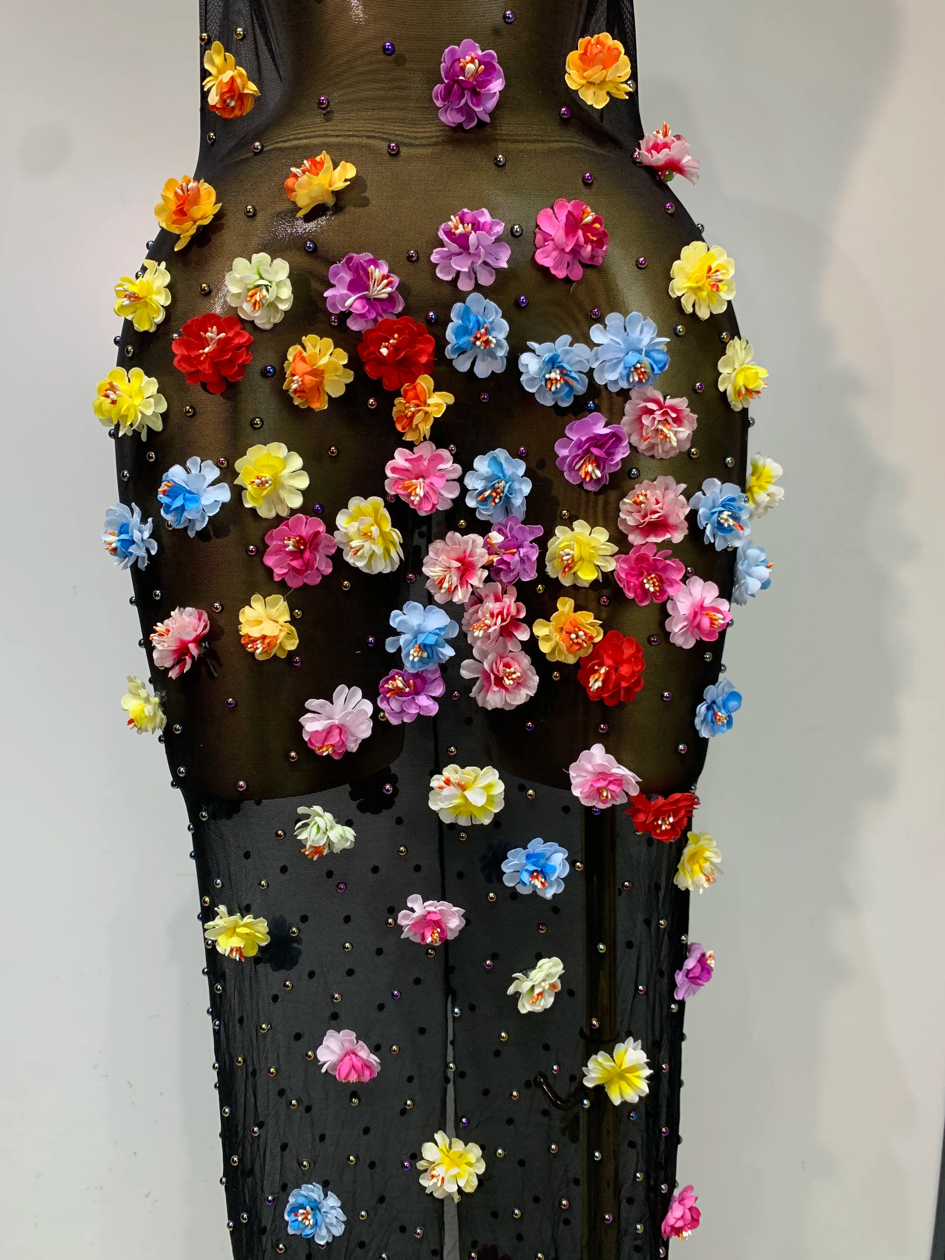 Luxury Rhinestones Flowers Sexy See Through Long Dress 2025 Elegant Evening Party Birthday Wedding Guest Dress Club Stage Outfit