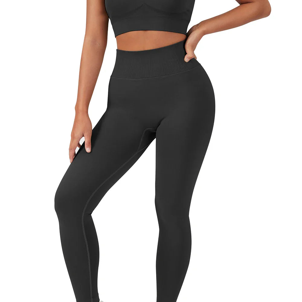 2 Pcs Yoga Set Women Seamless Gym Sportswear Outfits Workout Fitness Gym Clothing One Shoulder Sports Suit for Fitness Women SS321BK S