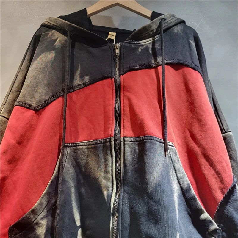 Autumn Fashion Spliced Contrast Color Hooded Short Jacket For Women Tassel Elastic Waist Wide-Leg Pants 11A07535