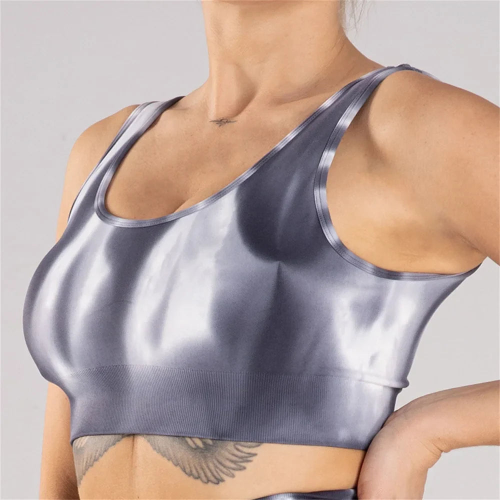 Fashion Aurora Print Seamless Gym Scrunch Shorts Set Push Up Women Sportswear Yoga Wear Training Suit for Fitness Sport Outfit Bra 6