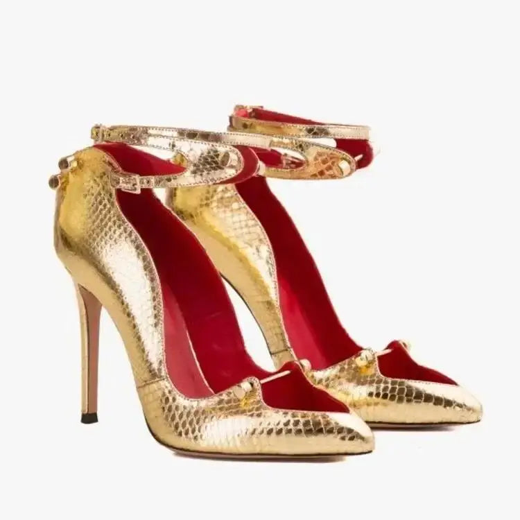 2025 Runway Women Pumps Crystal Metal Decoration High Heels Sandals For Women Luxury Designer Nightclubs Banquets Female Shoes Gold