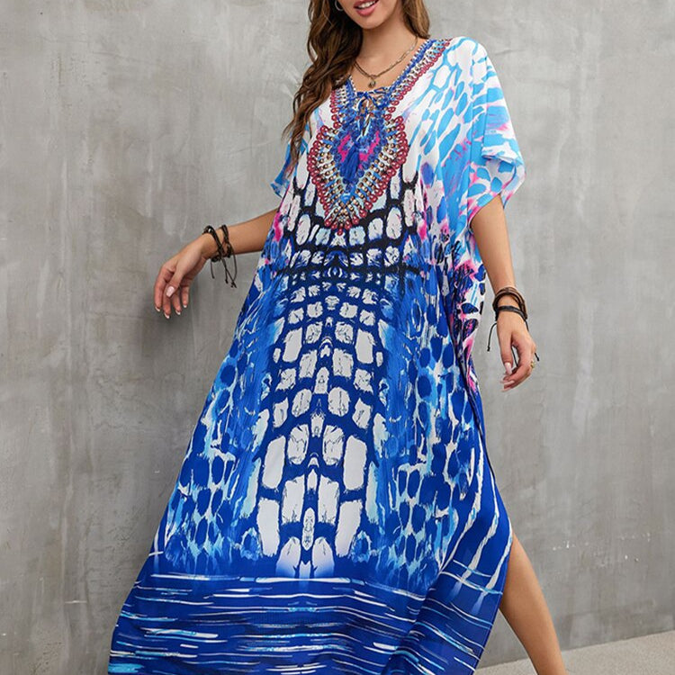 Plus Size Beach Cover Up Robe Plage Pareo Long Dress Summer Beachwear Swimsuit Cover Up Tunic For Beach Kaftan Dress Color 11 One Size