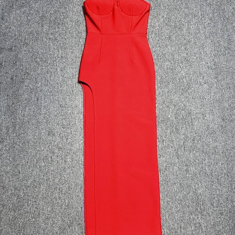 Women Sexy Strapless Bodycon Long Bandage Dress Celebrate Wedding Mermaid Fashion Birthday Outfit Vestido