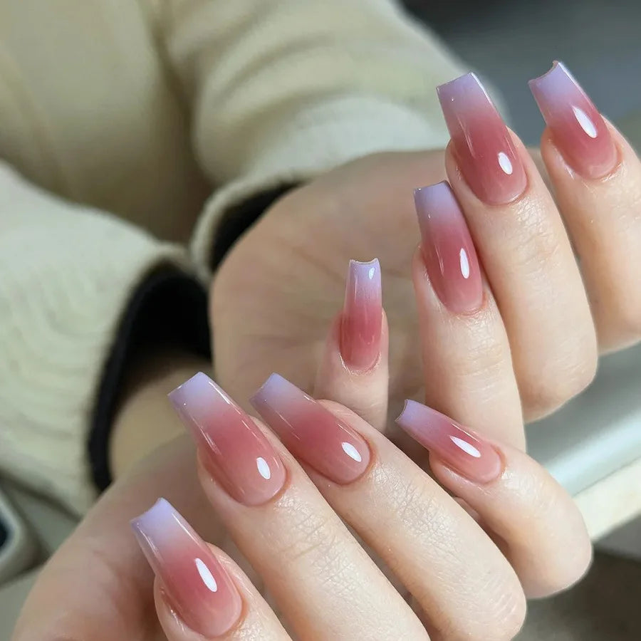 24pcs/set Medium long fake nails yellow dragon flowers feather design for Spring summer Square almond tips press on false nail 2214