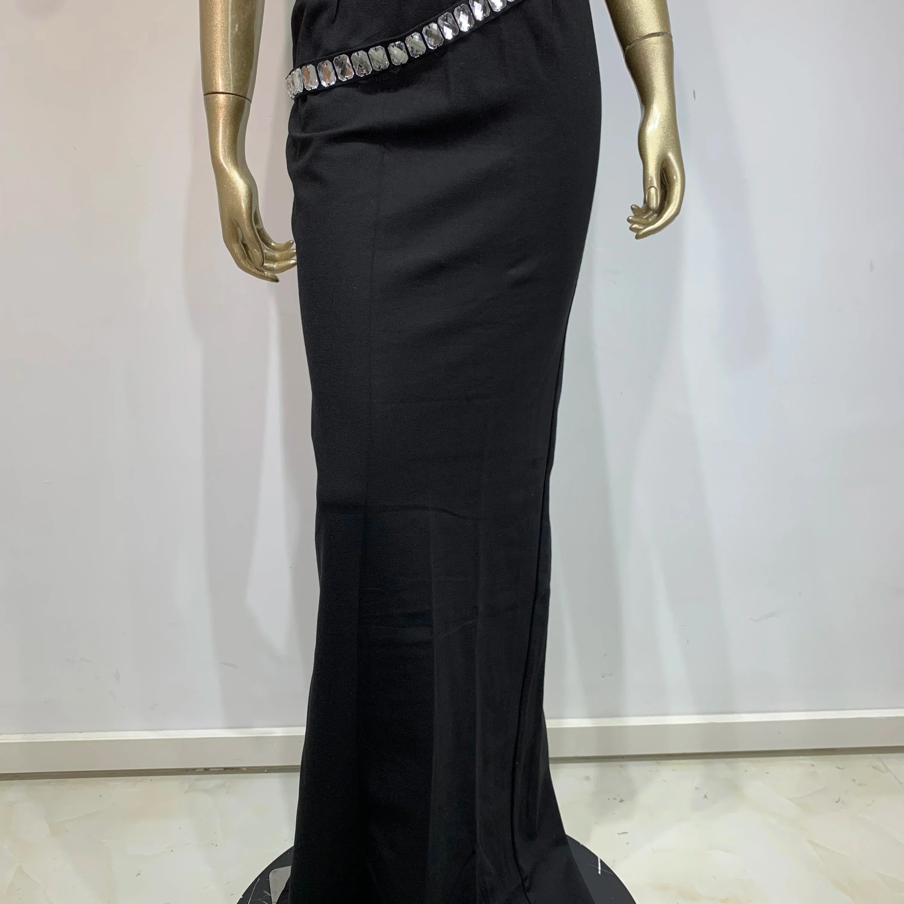 Women Summer Celebrity Sexy Beading Split Maxi Long Black Bandage Skirt Set Knitted Elegant Evening Club Party Clothing