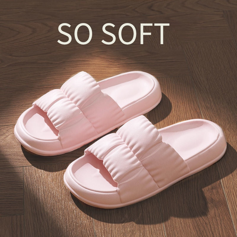 Summer Home Soft Sole Cloud Slippers Women Men Thick Platform Slippers Indoor Flip Flops Anti-Slip Sandals Slides for Bathroom