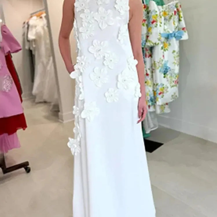 Patchwork Lace Up A Line Dress For Women Stand Collar Sleeveless High Waist Spliced Appliques Slim Dresses Female