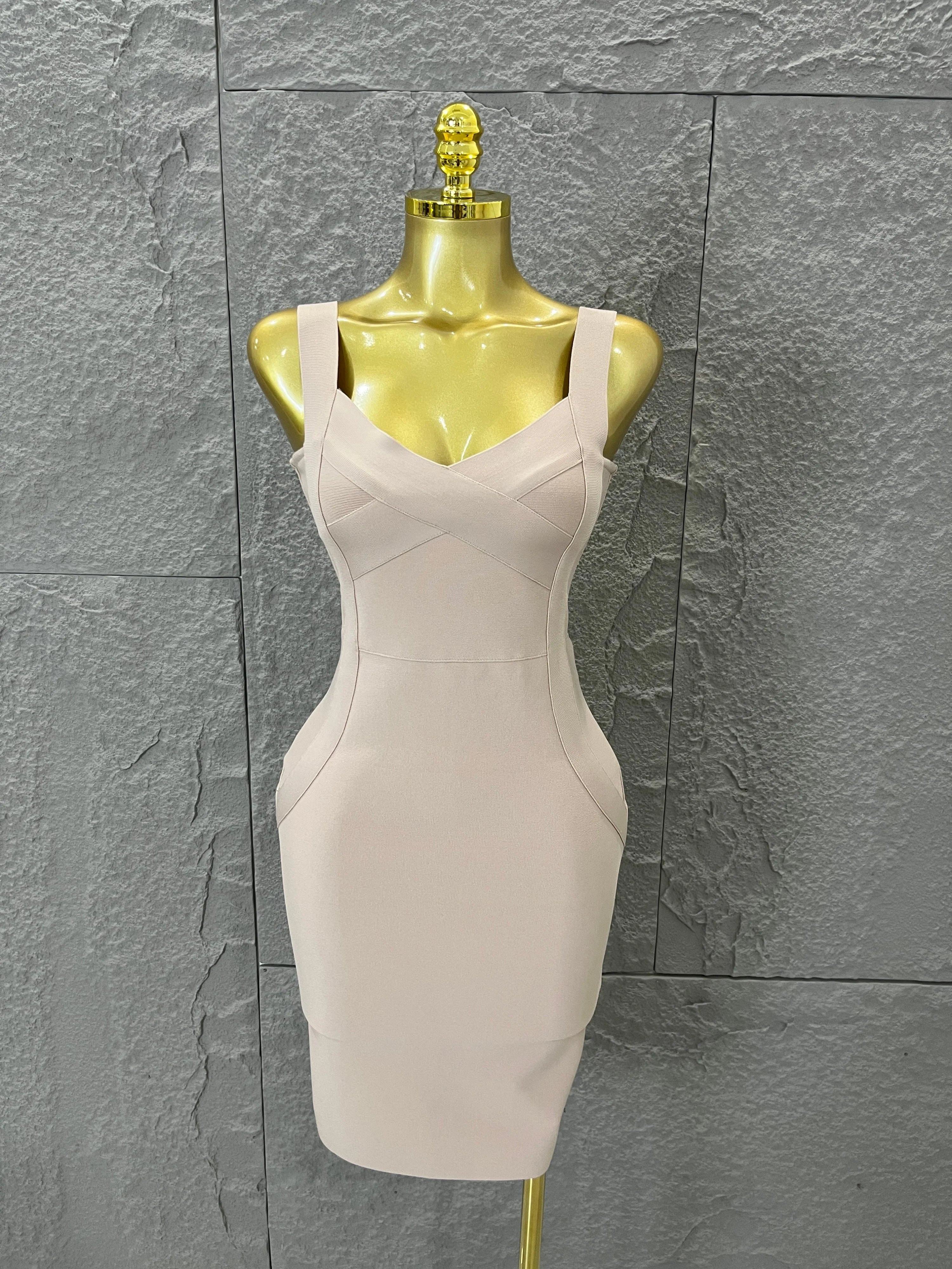 Elegant Sweetheart Neck Bandage Dress Crisscross Bust Slim Fit Midi Evening Banquet Formal Dinner Wedding Guest Cocktail Outfit