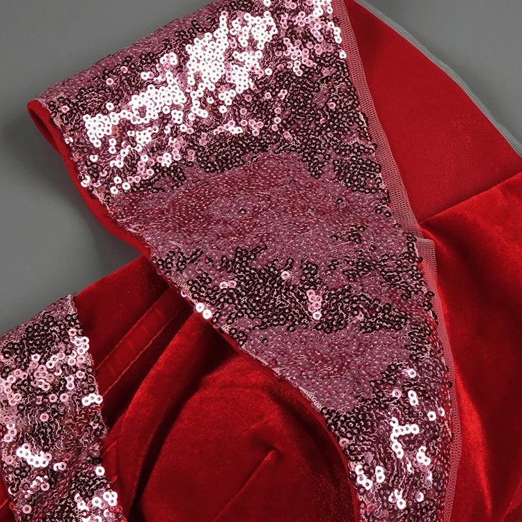 Red Mermaid Birthday Long Dress Off The Shoulder Sequins Details Sparkling Satin Pleated Prom Party Evening Gowns