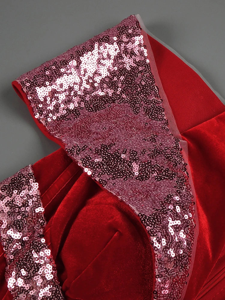 Red Mermaid Birthday Long Dress Off The Shoulder Sequins Details Sparkling Satin Pleated Prom Party Evening Gowns