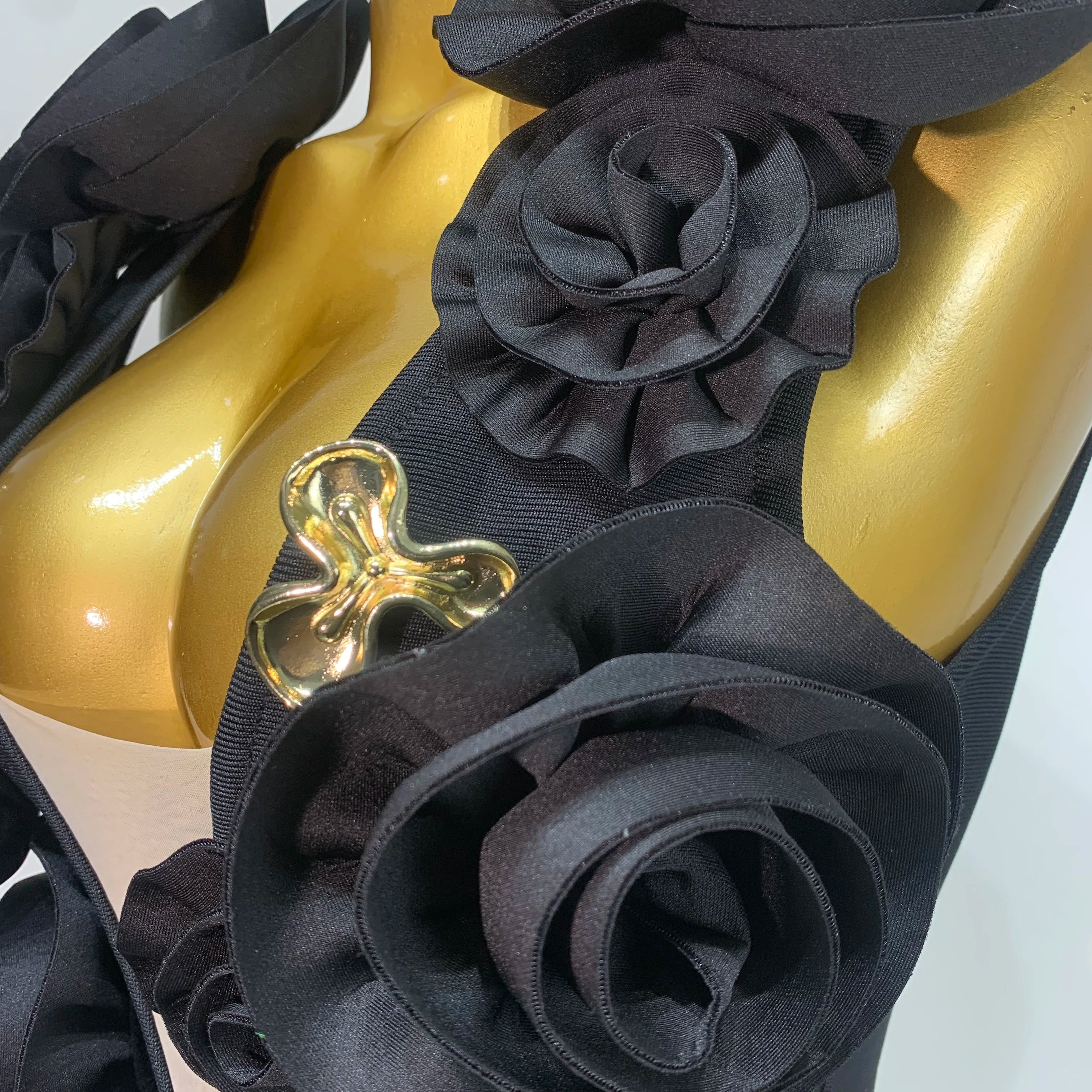 Fashion Black 3D Flower Bodycon Long Bandage Dress Celebrity Elegant Party Birthday Dress Women's Sleeveless Sexy Vestidos