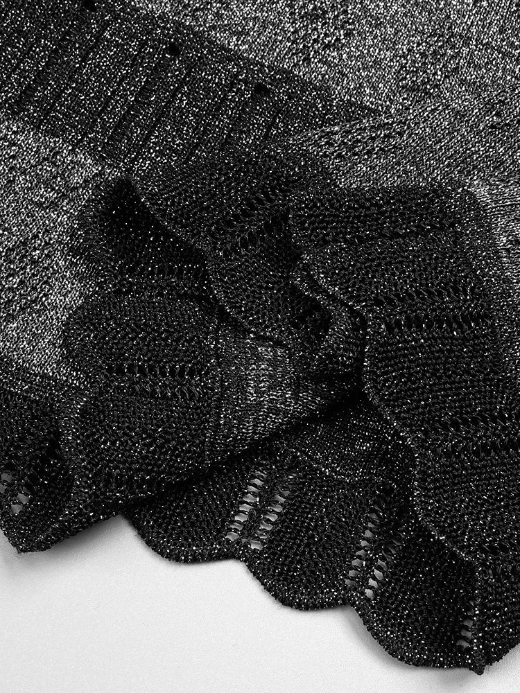 Chic And Elegant Woman Dress High Bodycon Strecth Sparkle Metal A-Line Dresses 2023 New Summer Casual Outwear