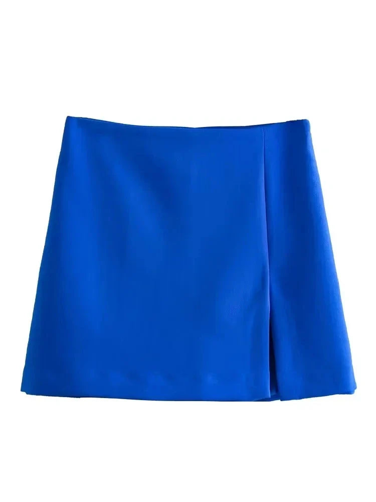 TRAF 2023 summer women's skirt shorts fashion retro high waist zipper side Y2K skirt women's fashion straight skirt shorts B