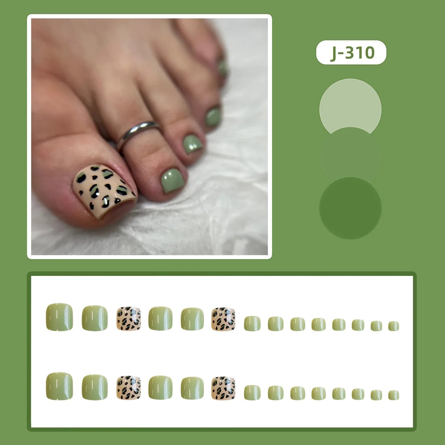 24pcs Summer Cute Press on Toenails Cartoon Cat Bear Print False Toe Nails Wearable Sweet Red Korean Style Fake Toenails 5