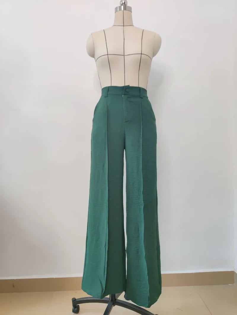 Spring Summer Solid Color Fashion Casual Pants Women's High Waisted Wide Leg Pants